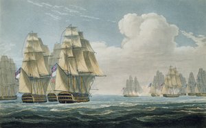 Etter slaget ved Trafalgar, 21. oktober 1805, gravert av F.C. Lewis for 